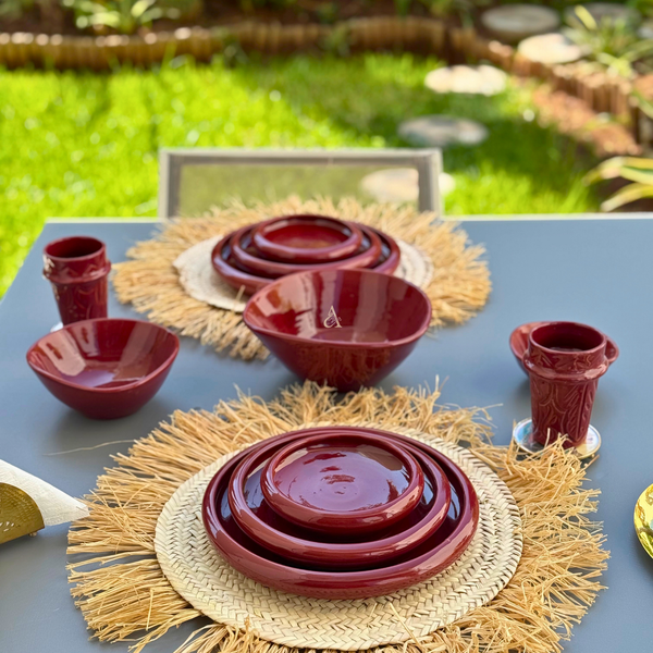 Set de 3 assiettes Amur en céramique artisanale Bordeaux