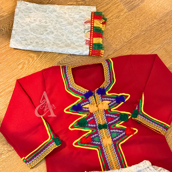 Tenue Tradionnelle Petite fille Amazigh 3pcs 8-10 ans