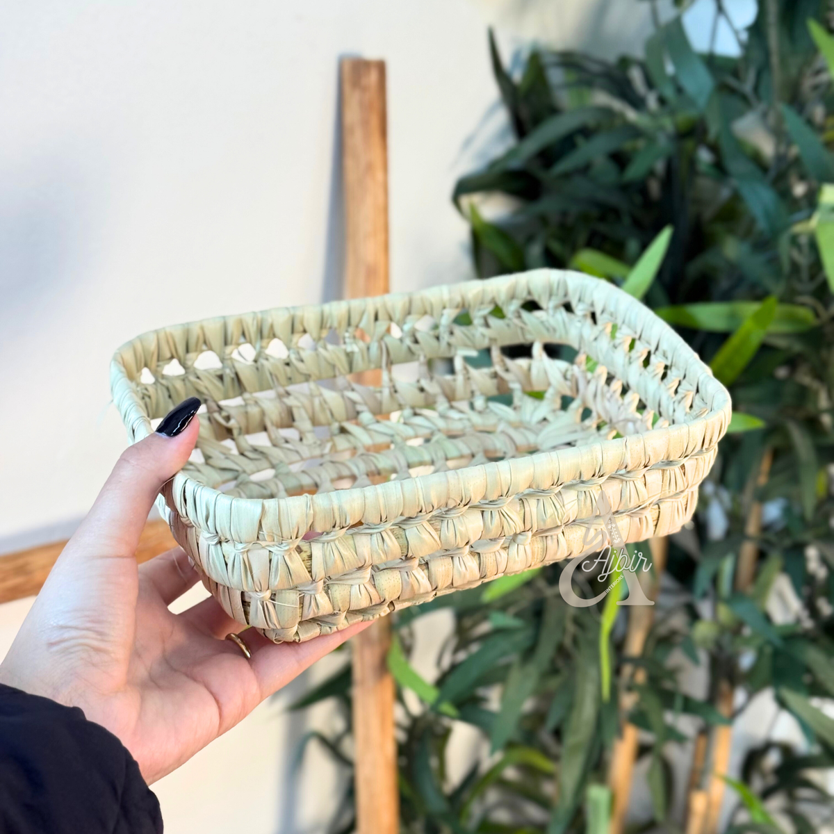 Panier rectangulaire en raphia 22x17cm