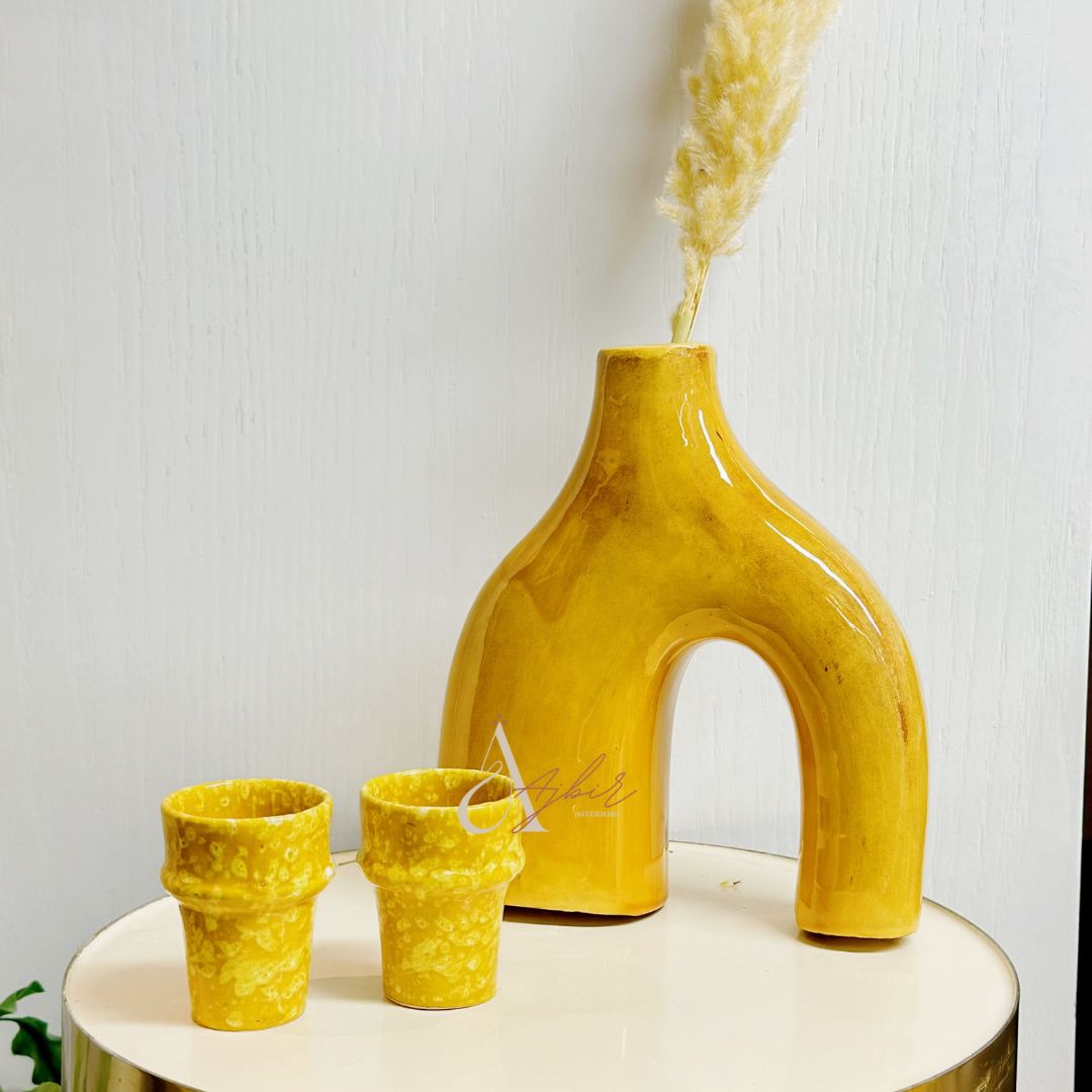 Tasse à café beldi jaune moucheté - Ajbir