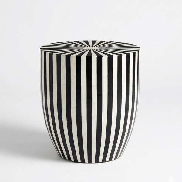 Table d'appoint en résine noir et blanc