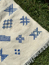 Tapis berbère Hanbal bleu amazigh 100% coton - 150cm/100cm