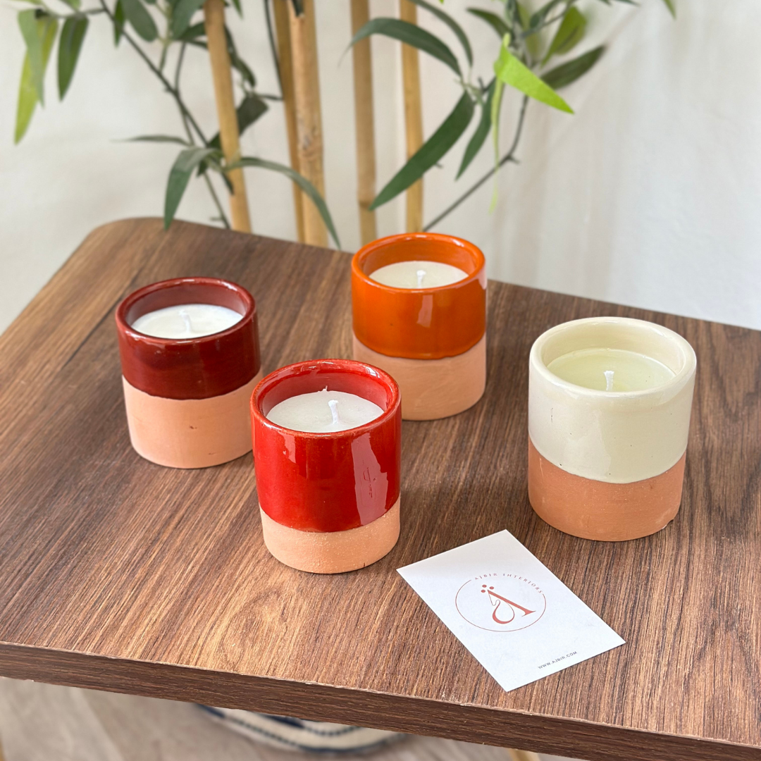 Bougie artisanale orange en terre cuite parfum Musk