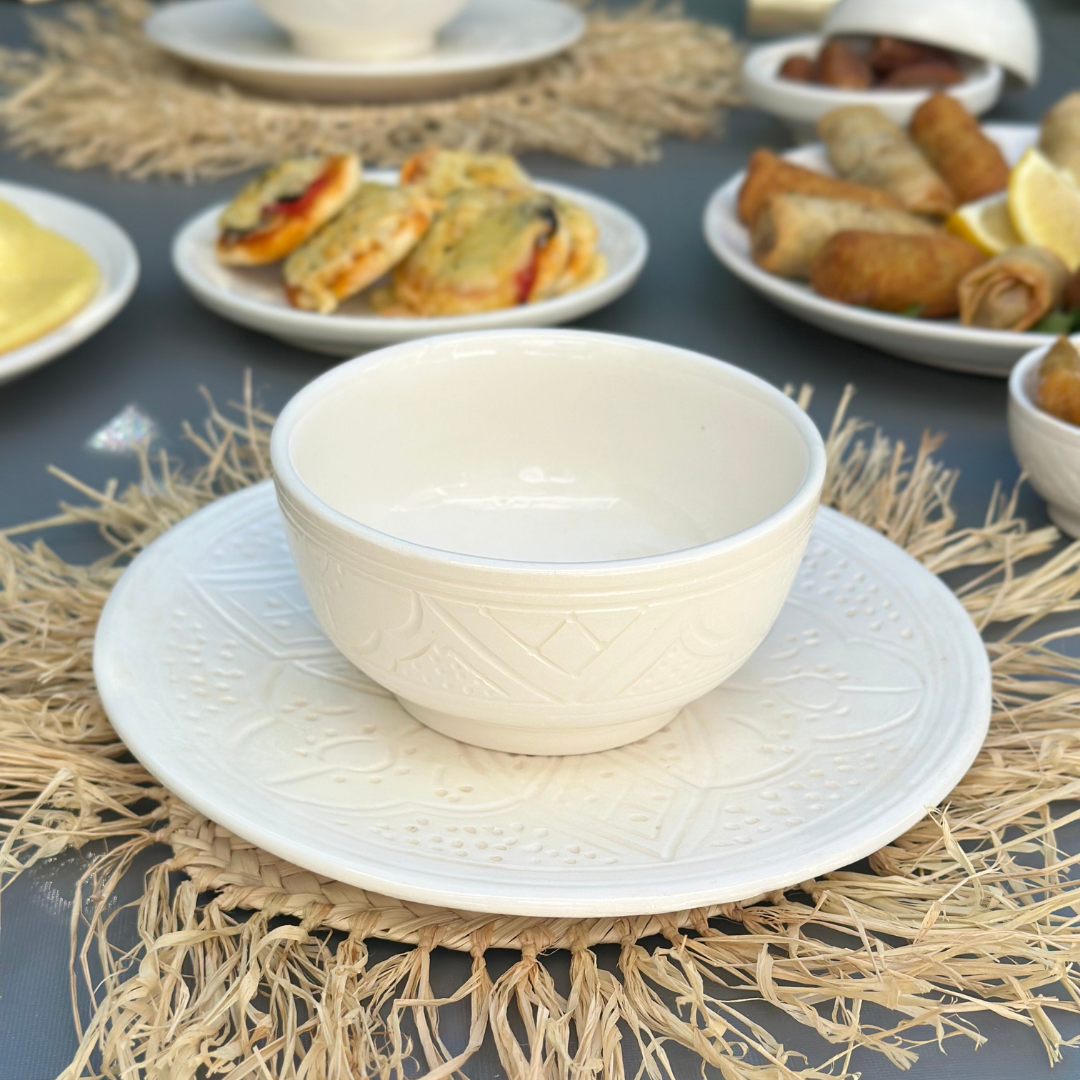 Assiette Tizwelt blanche 18cm - Ajbir