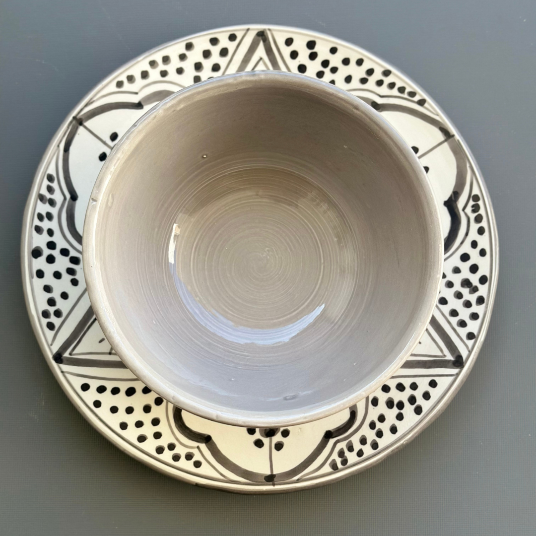 Assiette Zellige grise 20cm - Ajbir