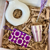 Coffret cadeau artisanal violet blanc