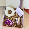Coffret cadeau artisanal violet blanc