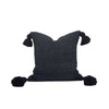 Housse de coussin à pompons 50cmx50cm noir - Ajbir