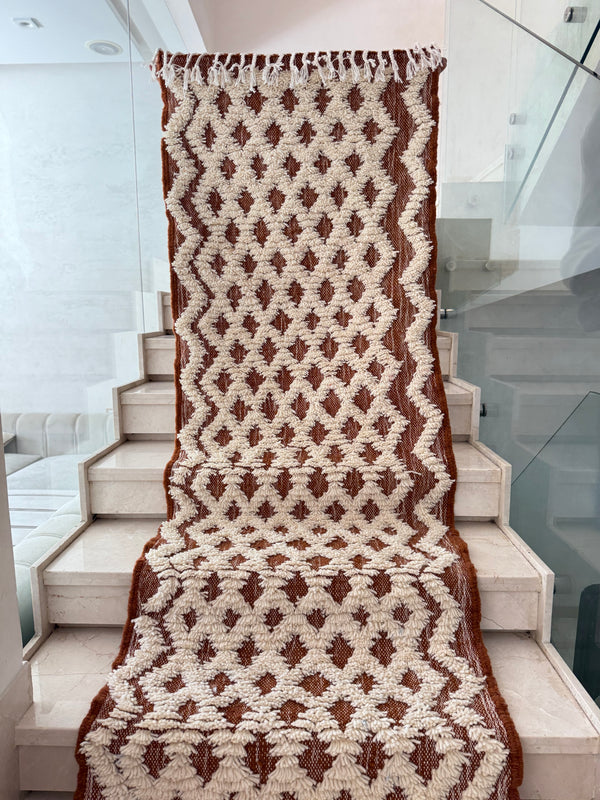 Tapis Berbère Runner Azilal 100% Multicolore en Laine De Mouton2,87m/81cm