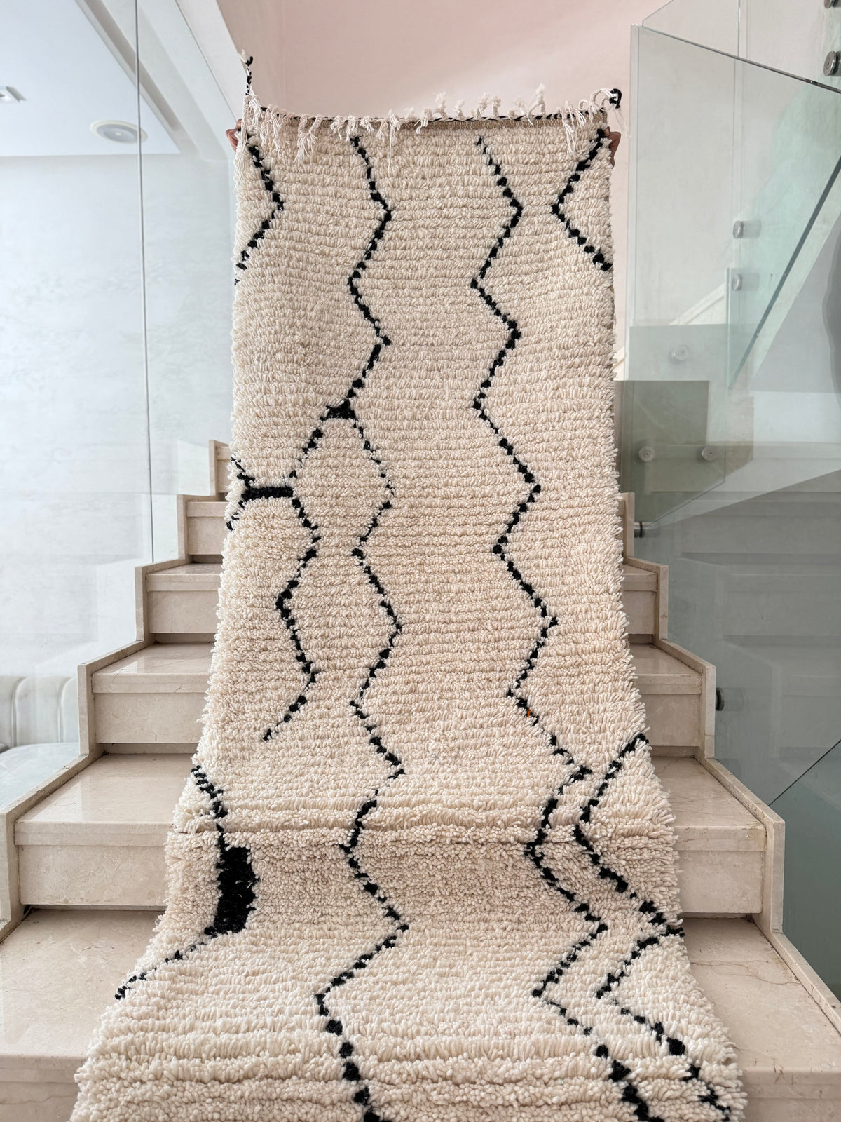 Tapis Berbère Runner Azilal 100% Multicolore en Laine De Mouton  2,94m/76cm