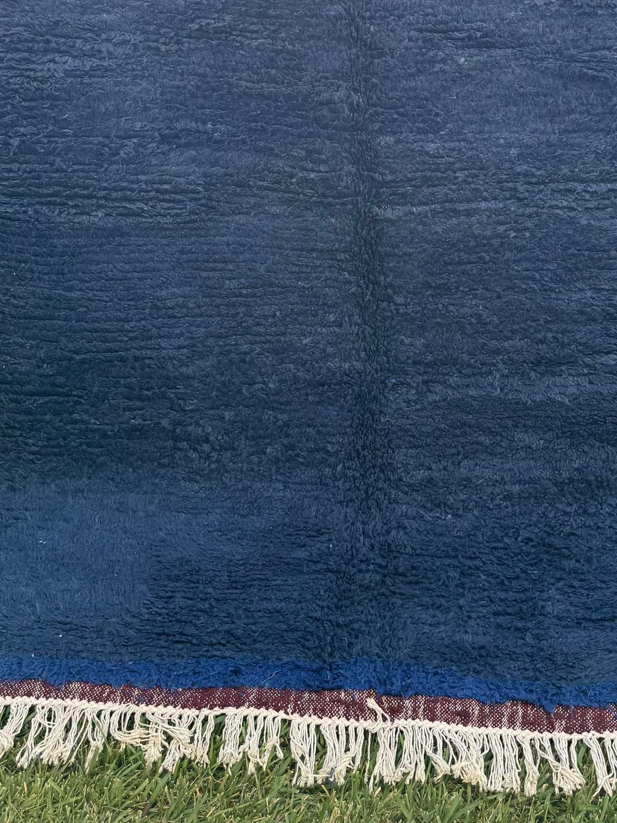 Tapis Berbère Azilal 100% Bleu en Laine De Mouton 2,12m /1,43m