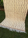 Tapis Berbère Azilal 100% Crème en Laine De Mouton 2,46m /1,44m