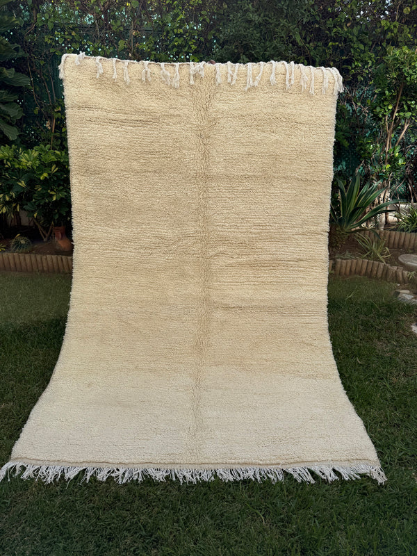 Tapis Berbère Azilal 100% Crème en Laine De Mouton 2,30m /1,49m