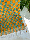 Tapis Beni Ouarain damier orange et vert 2,54m/1,54m - Ajbir