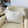 Housse de Coussin à pompons blanc 50cmx40cm - Ajbir