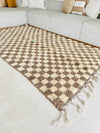 Tapis Beni Ouarain damier taupe - 2,42m / 1,62m - Ajbir