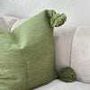 Housse de coussin à pompons 45cmx50cm vert kaki - Ajbir