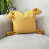 Housse de Coussin à pompons 50cmx45cm Jaune moutarde - Ajbir