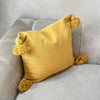 Housse de Coussin à pompons 50cmx45cm Jaune moutarde - Ajbir