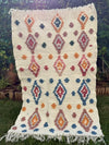 Tapis Berbère Azilal 100% Multicolore en Laine De Mouton 1,45m /92cm
