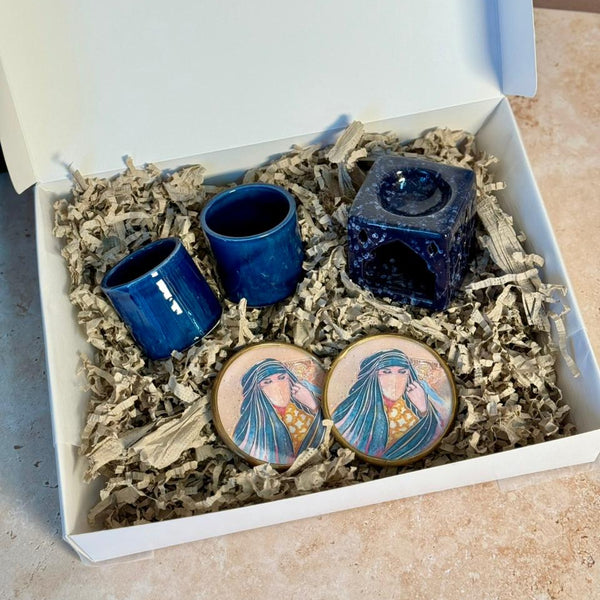 Coffret cadeau artisanal tasses Iszzu Bleu