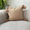 Housse de Coussin à pompons 45cmx45cm Beige - Ajbir