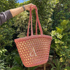 Panier en paille et macramé rose parme - Ajbir